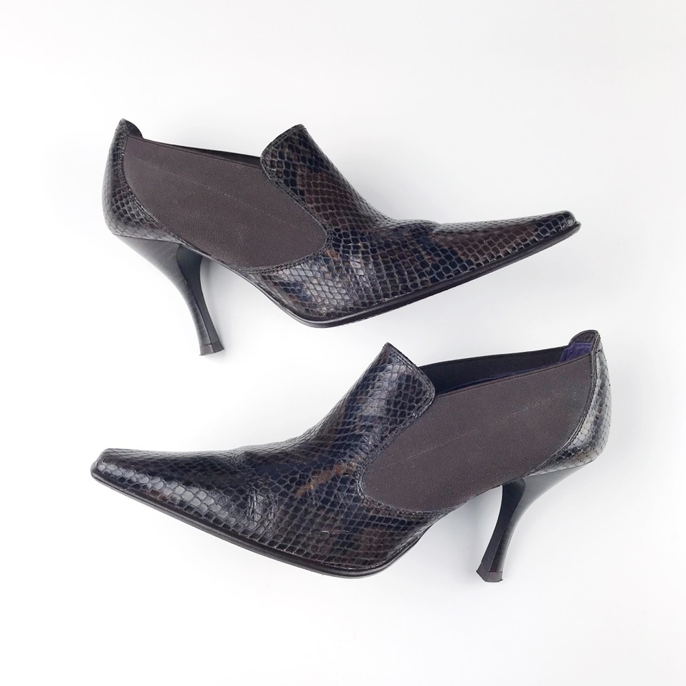 Donald J Pliner Snake Skin Pointy Toe Ankle Boots - Picture 1 of 8